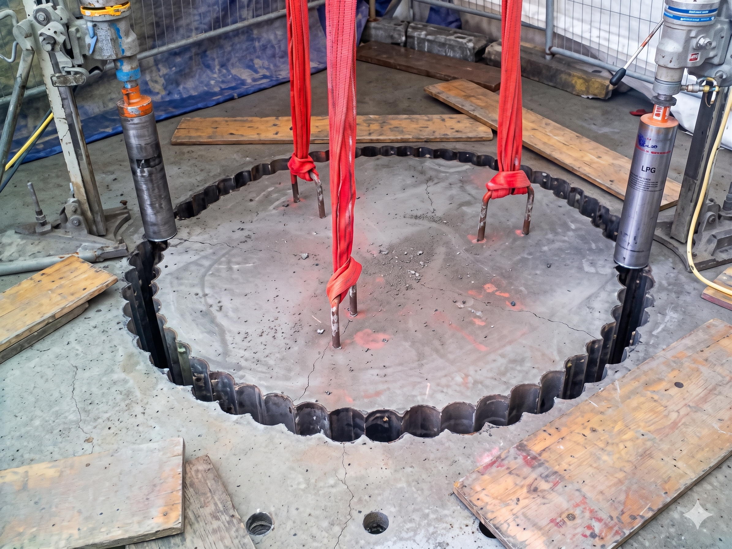 Core drilling equipment in use on a concrete slab in Athlone, Cape Town