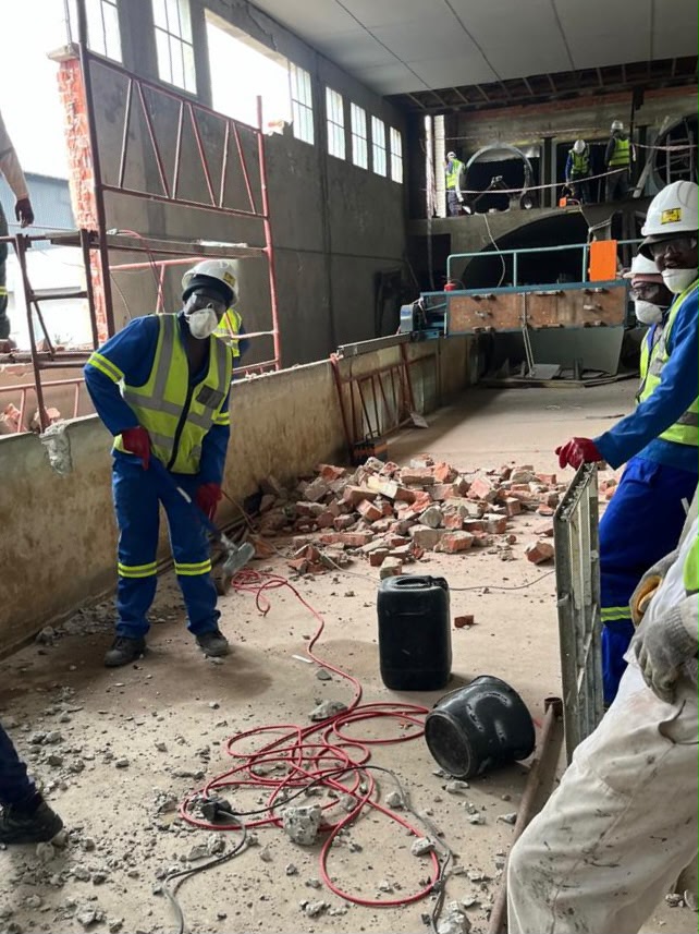 Partial demolition of a brick wall during a renovation project in Goodwood